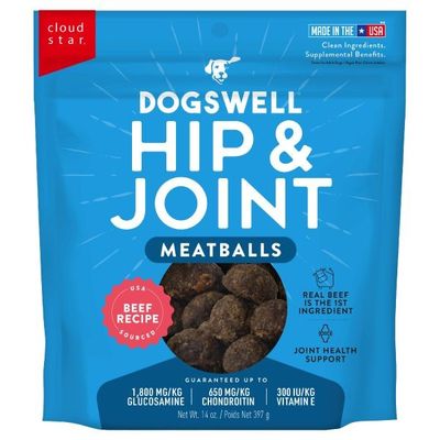 Dogswell Hip &amp; Joint Meatballs Beef Recipe Dog Treats, 14-oz