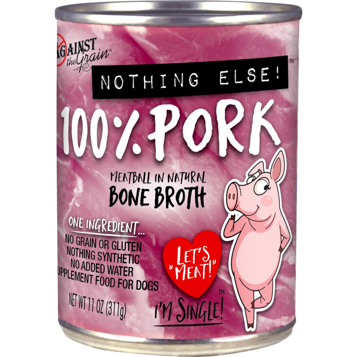 Against the Grain 100% Pork 11 oz can, Options: Case