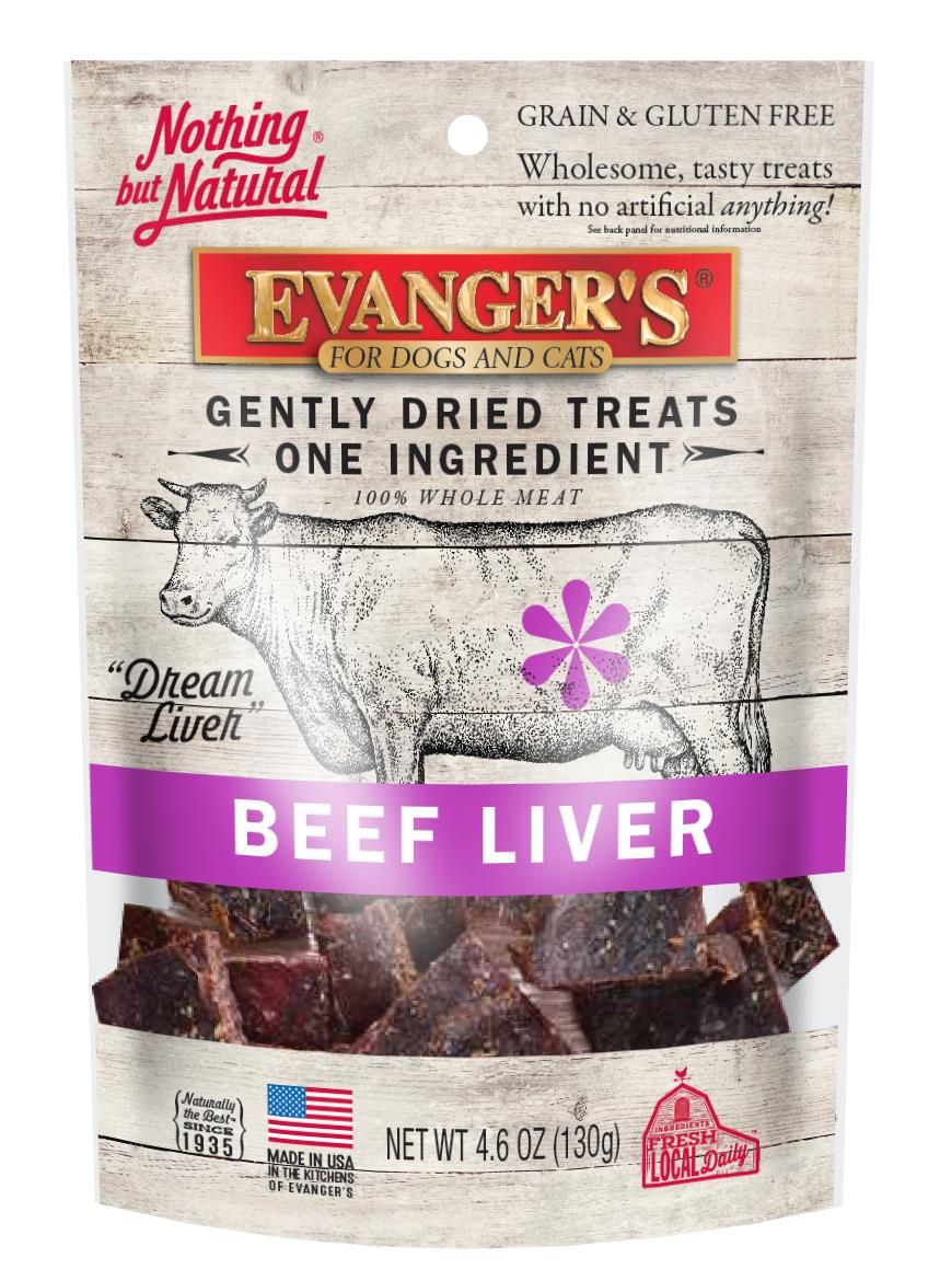 Evanger's Nothing but Natural Beef Liver Gently Dried Dog &amp; Cat Treats, 4.6-oz