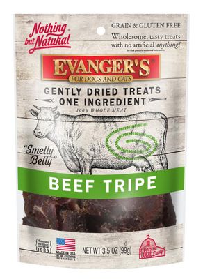 Evanger's Nothing but Natural Beef Tripe Gently Dried Dog &amp; Cat Treats, 3.5-oz