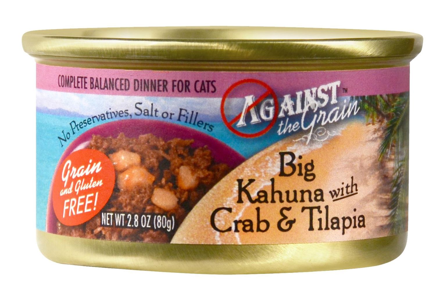 Evanger's Against The Grain Big Kahuna w/ Crab &amp; Tilapia Cat Food 2.8 oz