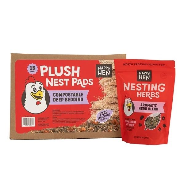 Happy Hen Nesting Pads Plush Box, 15 count &amp; Nesting Herbs