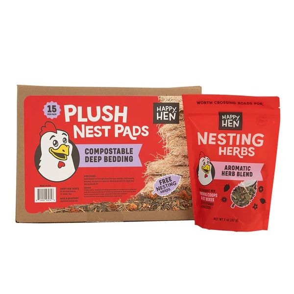 Happy Hen Nesting Pads Plush Box, 15 count &amp; Nesting Herbs