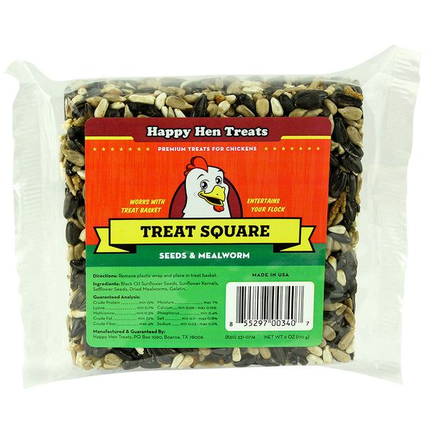 Happy Hen Treats Mealworm &amp; Seeds Treat Square for Chickens 6 oz bar