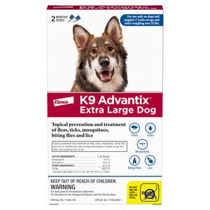 K9 Advantix Flea &amp; Tick Treatment for Extra Large Dogs Over 55-lb, 2-pack