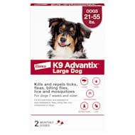 K9 Advantix Flea &amp; Tick Treatment for Large Dogs 21-55-lb, 2 pack