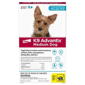 K9 Advantix Flea &amp; Tick Treatment for Medium Dogs 11-20-lb, 2-pack