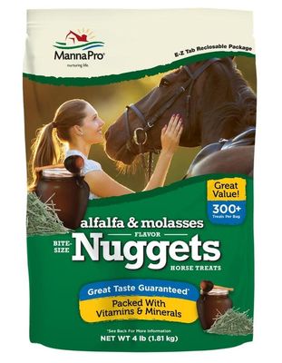 Manna Pro Alfalfa &amp; Molasses Flavored Nuggets Horse Treats, 4-lb