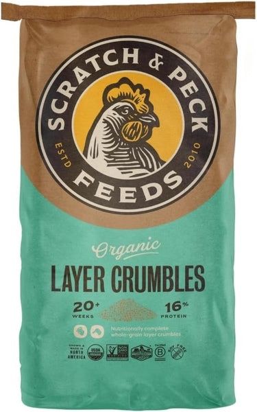 Scratch &amp; Peck Organic Chicken Layer Feed Crumbles 16% - 35 lb Bag