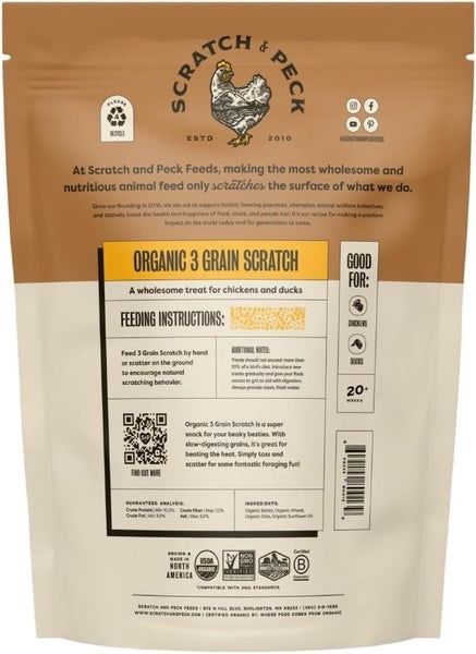 Scratch &amp; Peck Organic 3 Grain Scratch 10 lb bag