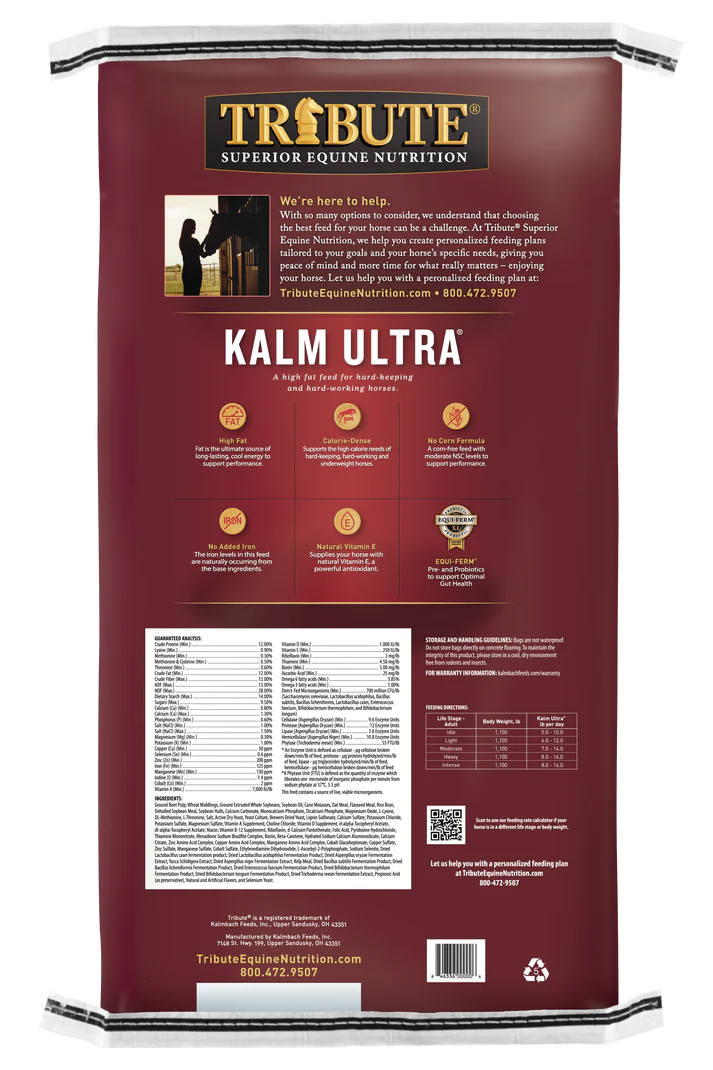 Tribute Kalm Ultra®, Pelleted, High Fat Horse Feed 12/12/12
