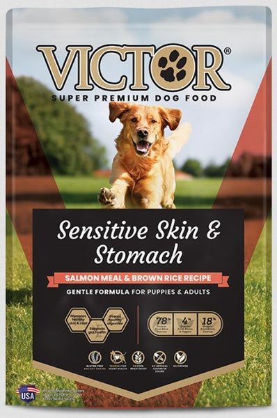 Victor Sensitive Skin &amp; Stomach Salmon Meal &amp; Brown Rice Recipe, Size: 5 lb bag