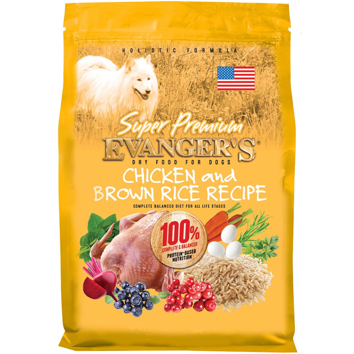 Evangers Super Premium Chicken &amp; Brown Rice Adult Dog Food, Size: 4.4 lb bag