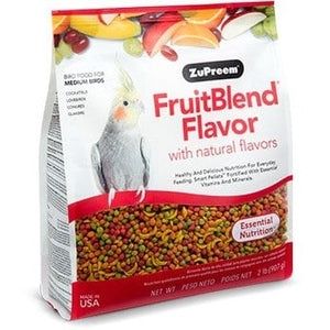 ZuPreem FruitBlend Medium Bird Food with Natural Fruit Flavors , Cockatiels, Lovebirds, Conures &amp; Quakers