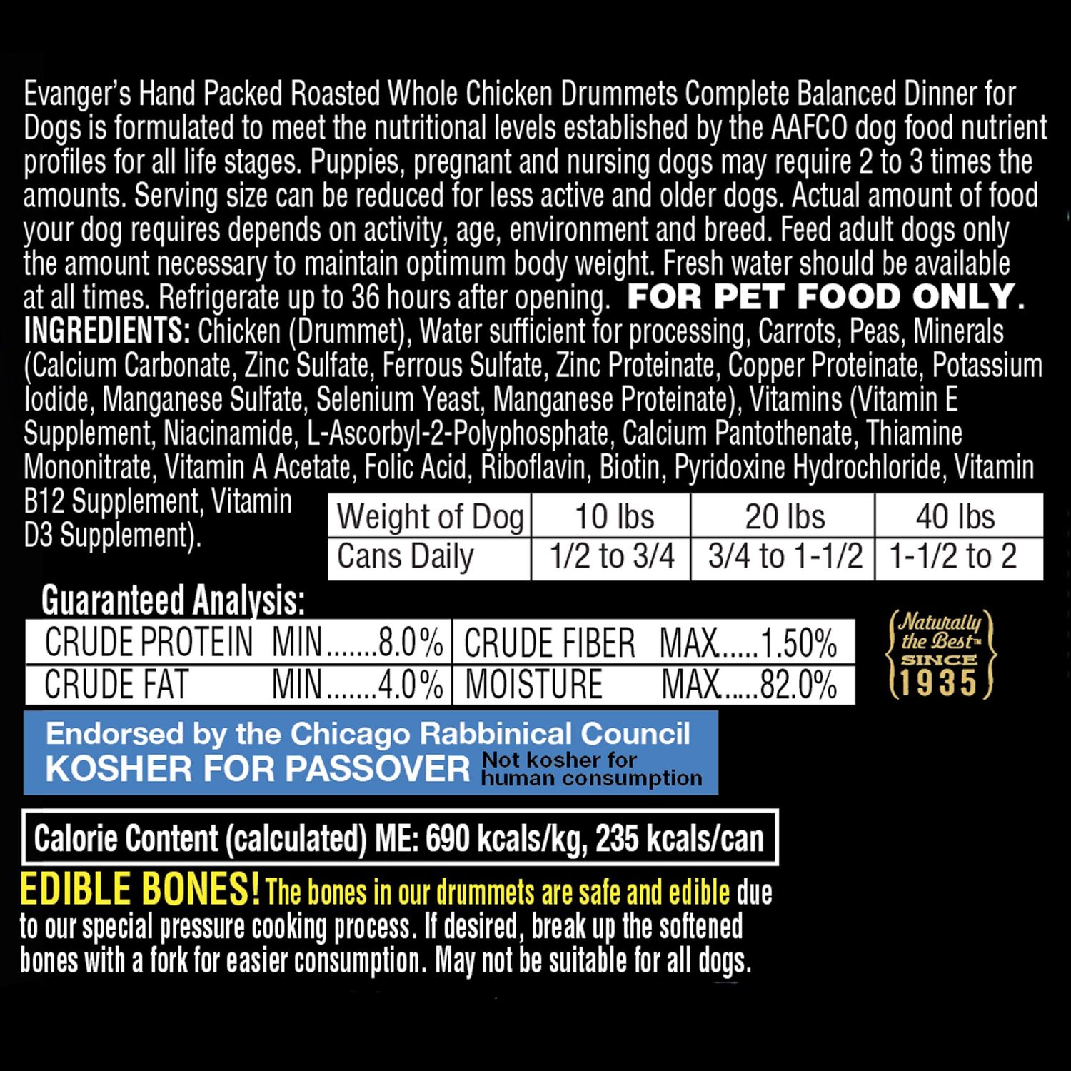 Evangers Chicken Drummets Hand Packed Single Can 12oz