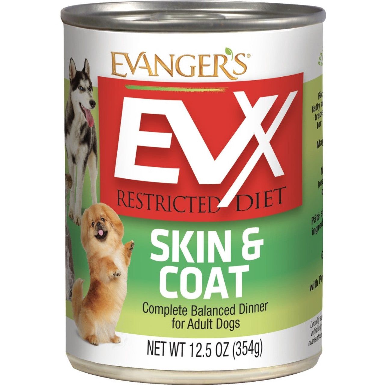 Evangers EVX Restricted Diet Skin &amp; Coat Dog 12.5 oz can, Size: Case Price