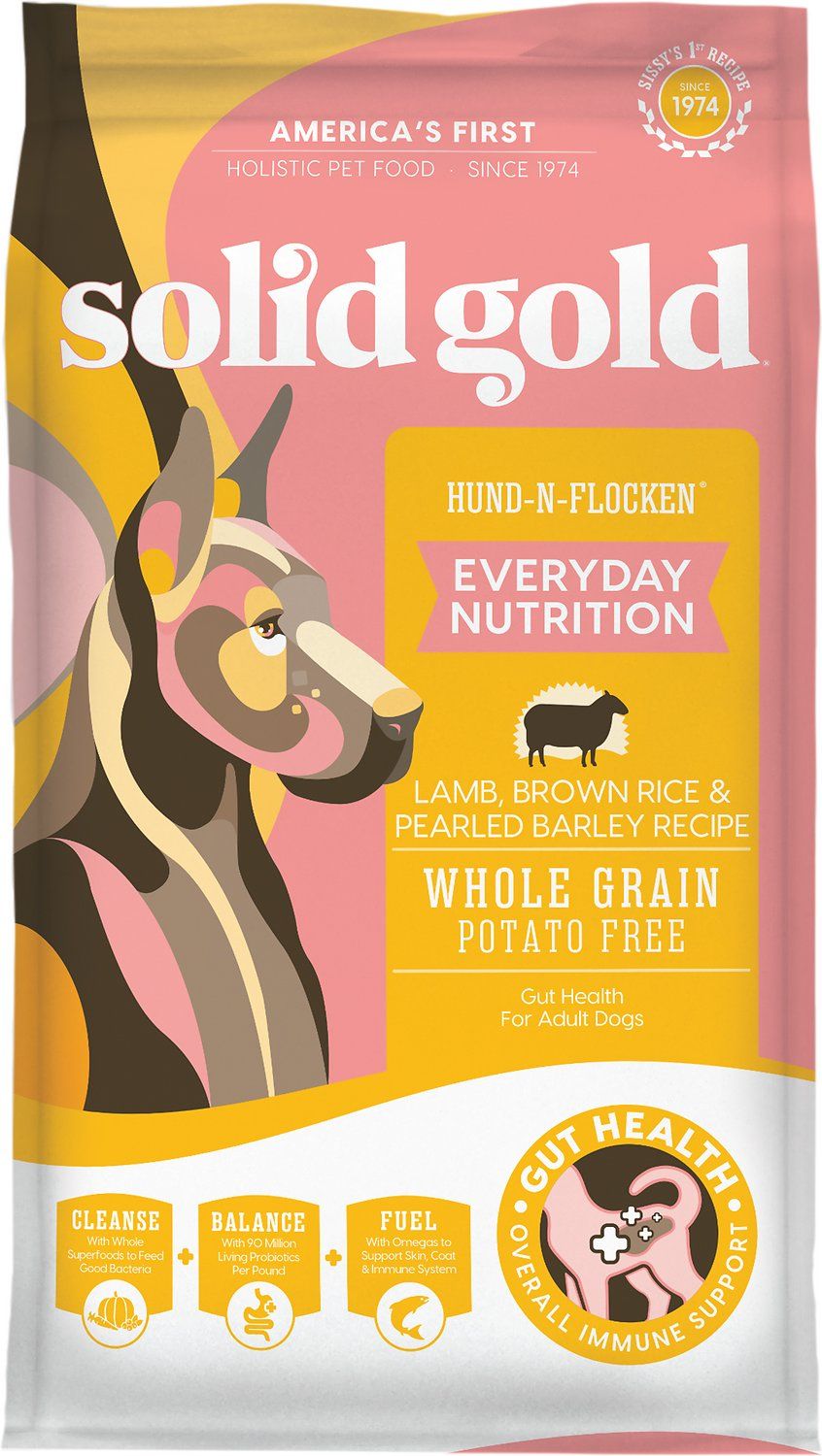 Solid Gold Hund-N-Flocken Lamb, Brown Rice, &amp; Barley Recipe, Size: 4 lb