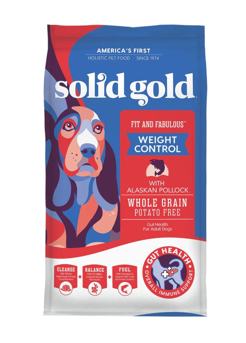 Solid Gold Fit &amp; Fabulous Low Fat/Low Calorie with Fresh Caught Alaskan Pollock Adult Dry Dog Food, Size: 4 lb