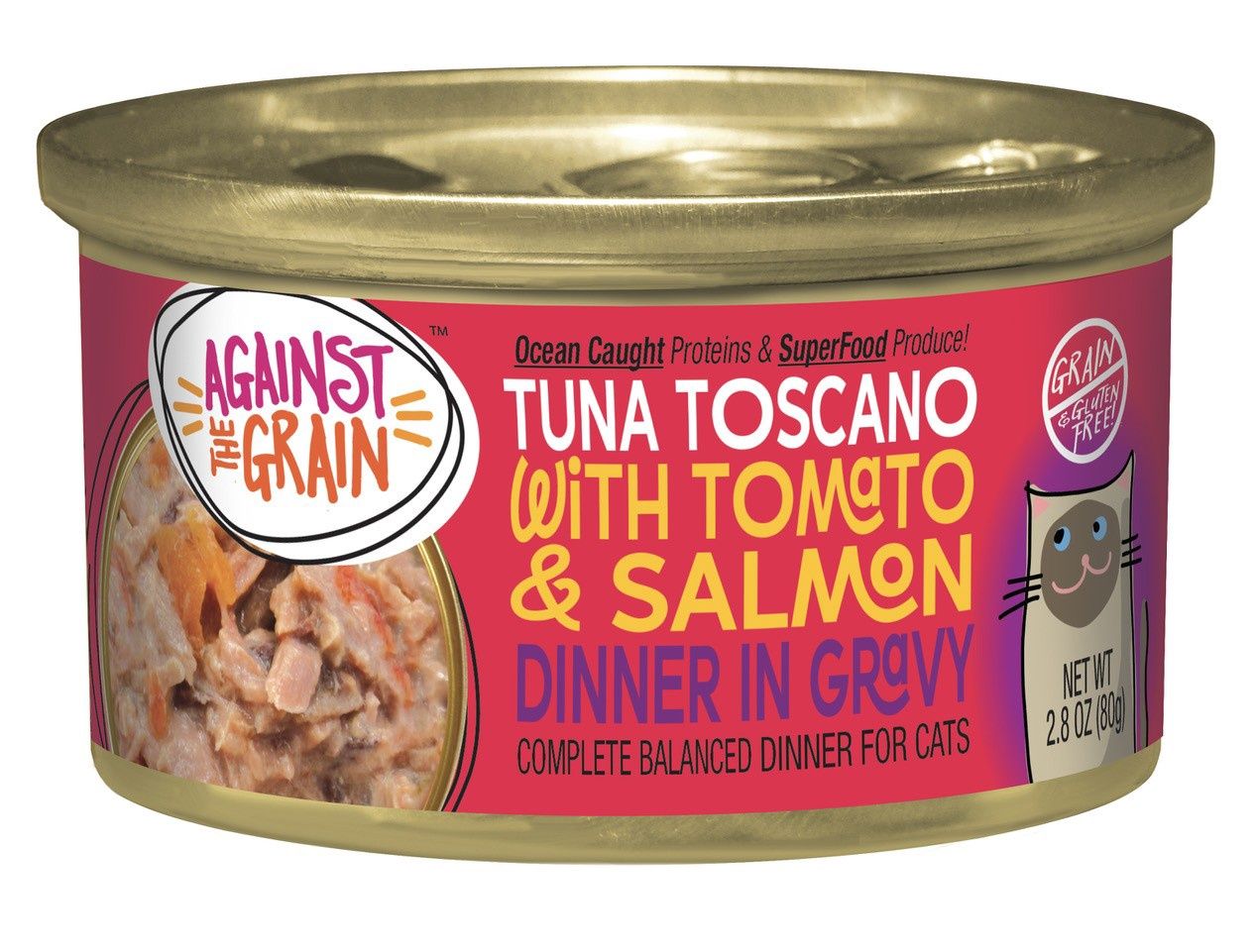 Against the Grain Tuna Toscano with Salmon &amp; Tomato Dinner Cat, Size: 2.8 oz can