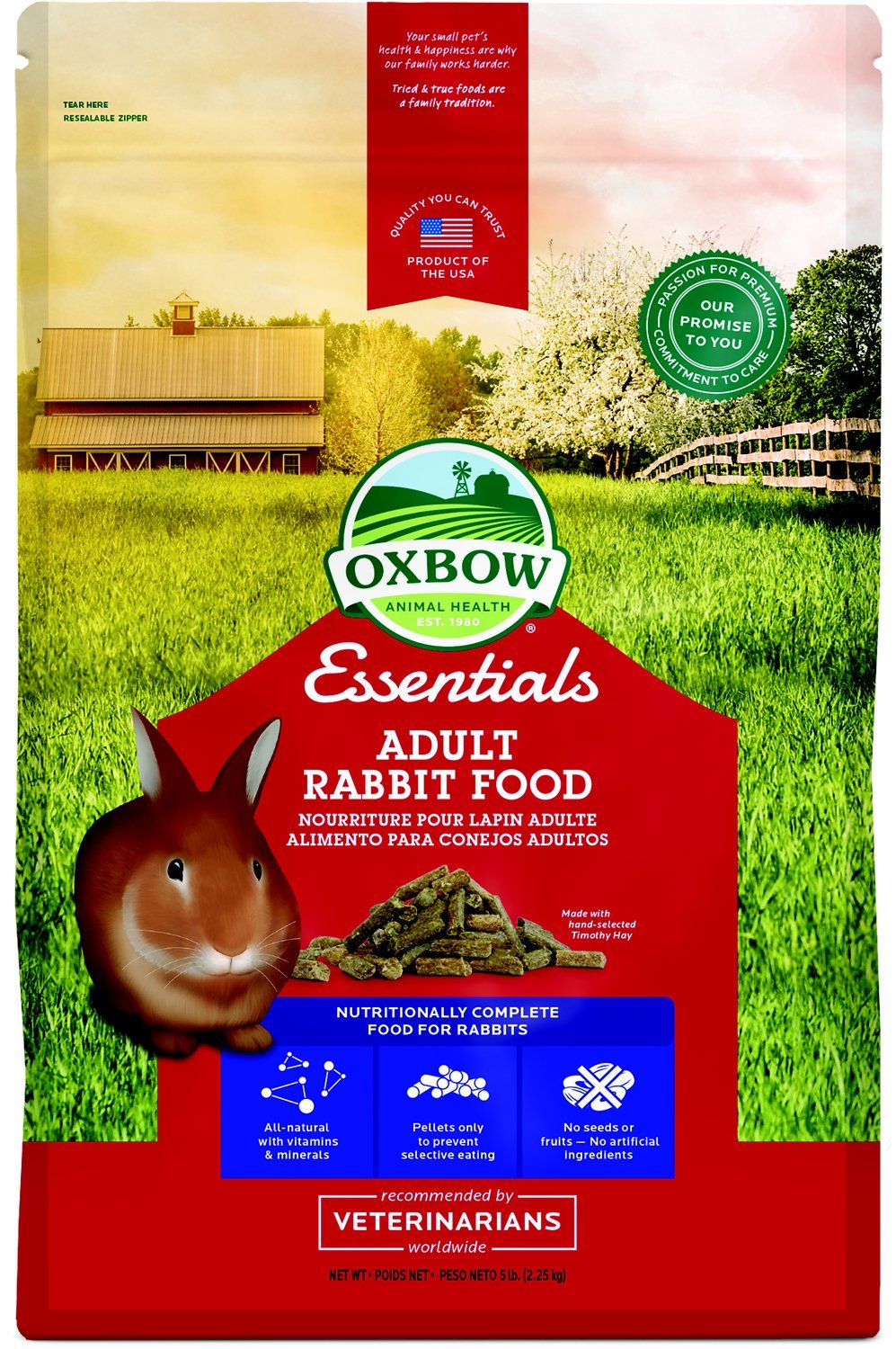 Oxbow Essentials Adult Rabbit Food *REWARDS BUY 6 GET 1 FREE*, Size: 5 lb