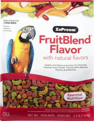 ZuPreem FruitBlend with Natural Fruit Flavors Large Bird Food, Macaws, Amazons, Cockatoos