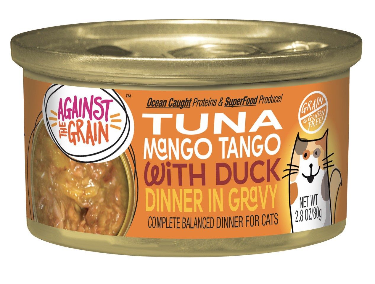 Against the Grain Tuna Mango Tango with Duck Dinner Cat, Size: 2.8 oz can