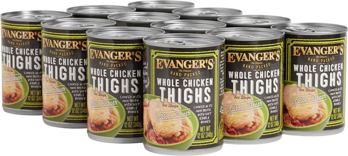 Evanger's Hand Packed Whole Chicken Thighs Wet Dog Food Can