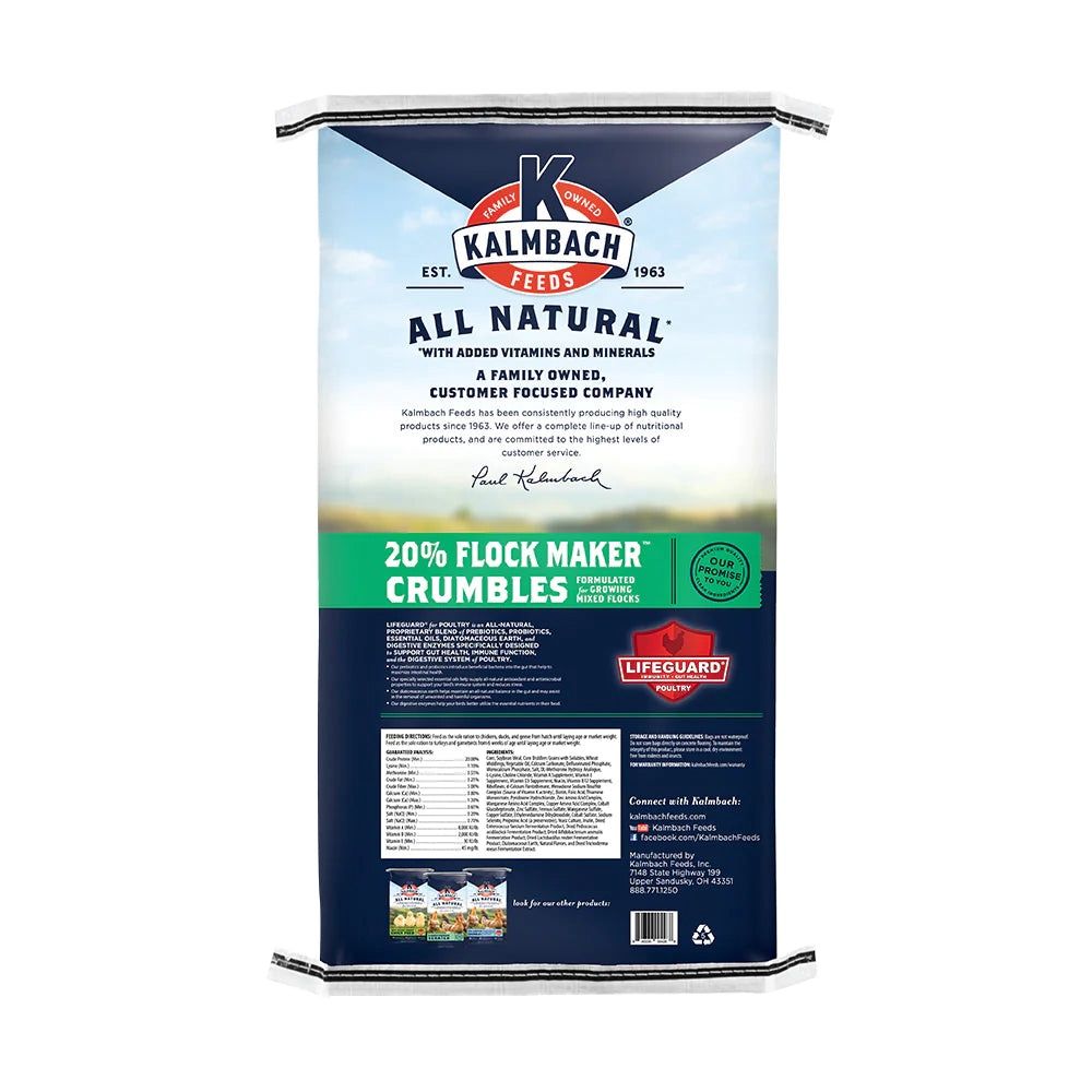 Kalmbach Feeds All Natural 20% Protein Flock Maker Crumbles multi sizes