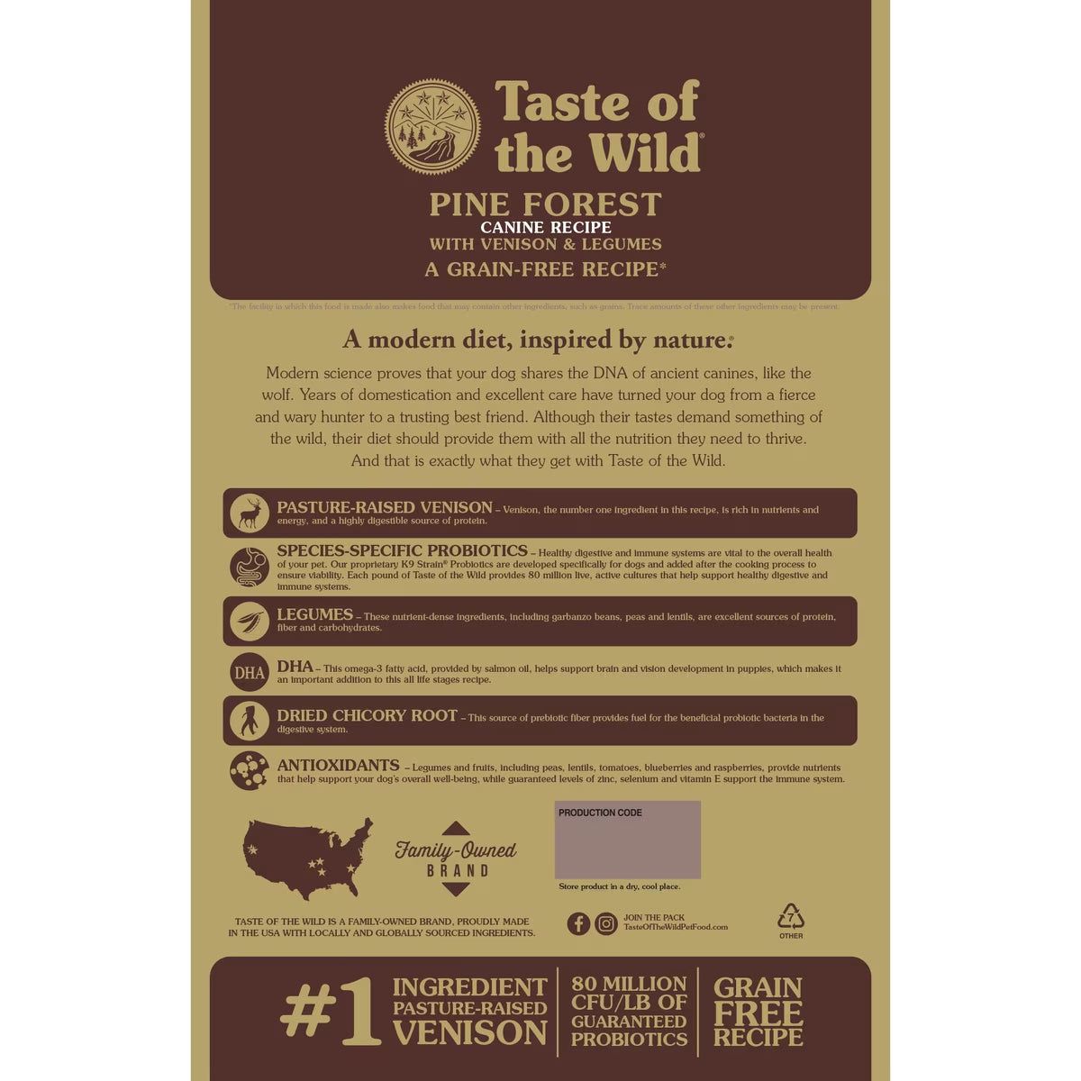 Taste of the Wild Pine Forest Grain Free Venison Dog