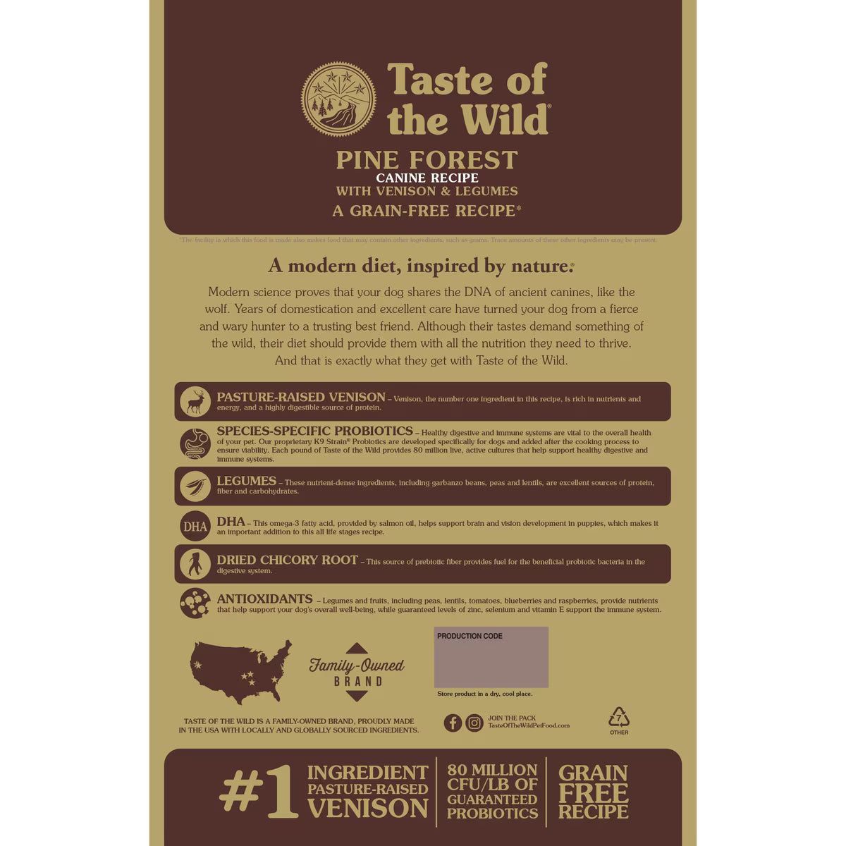 Taste of the Wild Pine Forest Grain Free Venison Dog