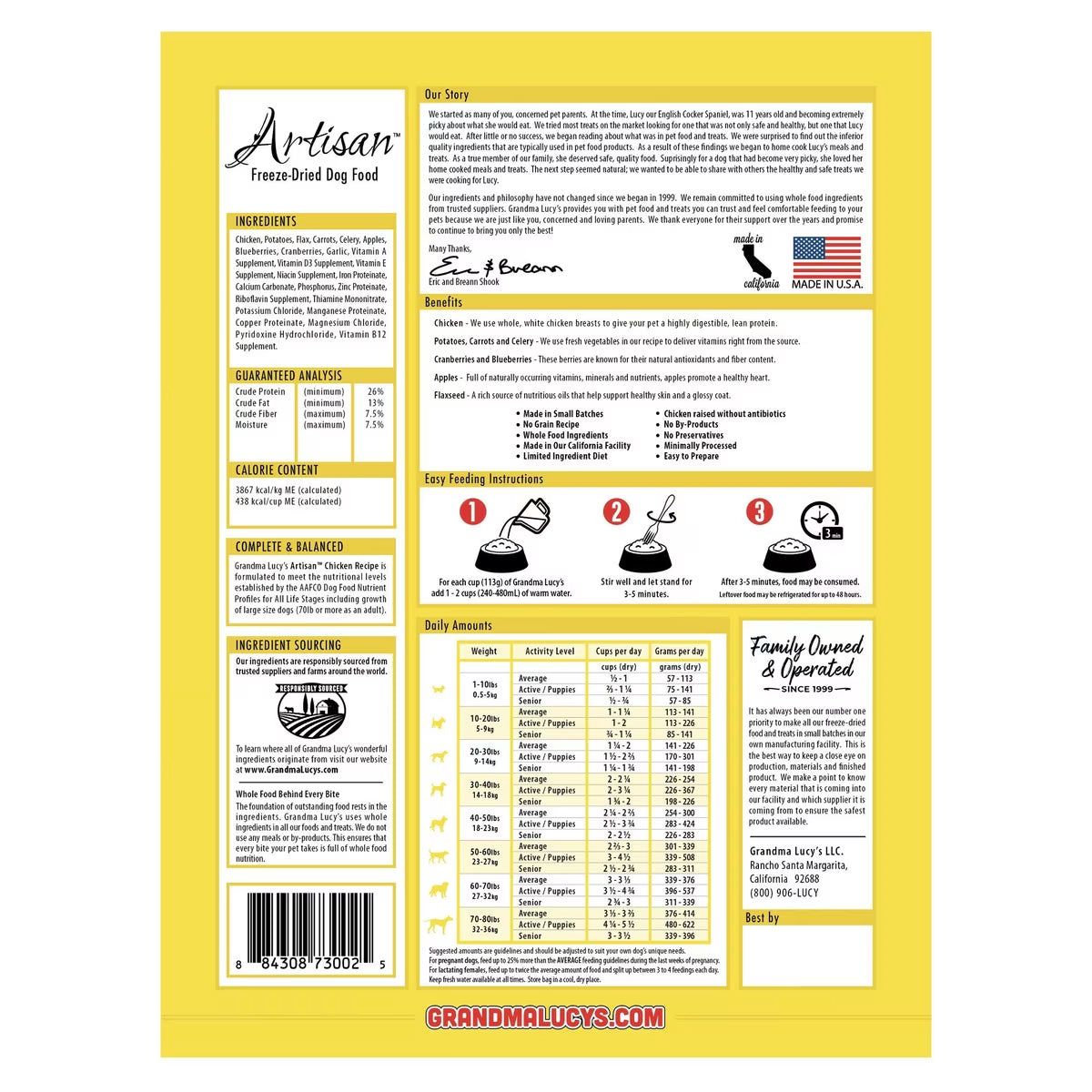 Grandma Lucy's Artisan Chicken Grain-Free Freeze-Dried Dog Food