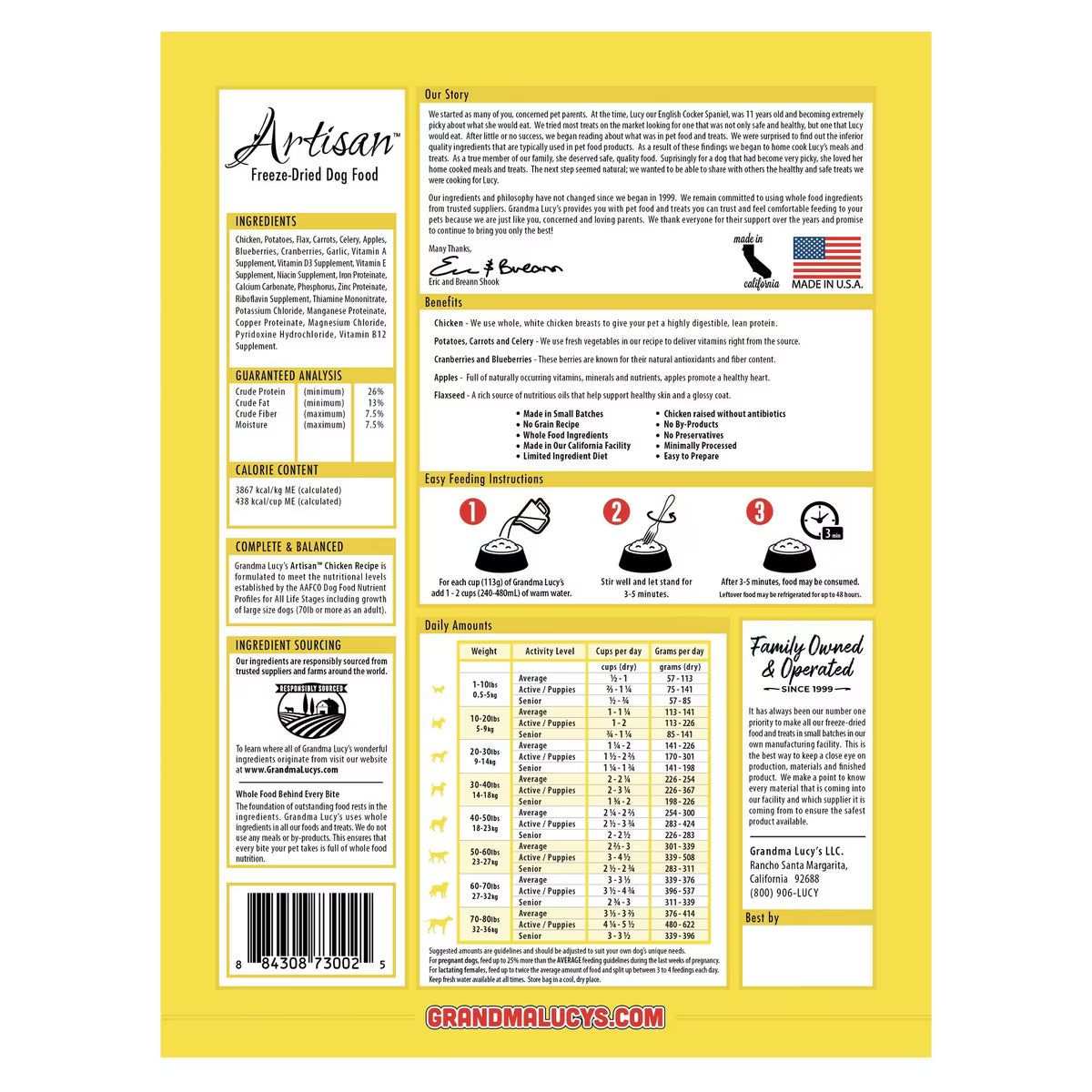 Grandma Lucy's Artisan Chicken Grain-Free Freeze-Dried Dog Food