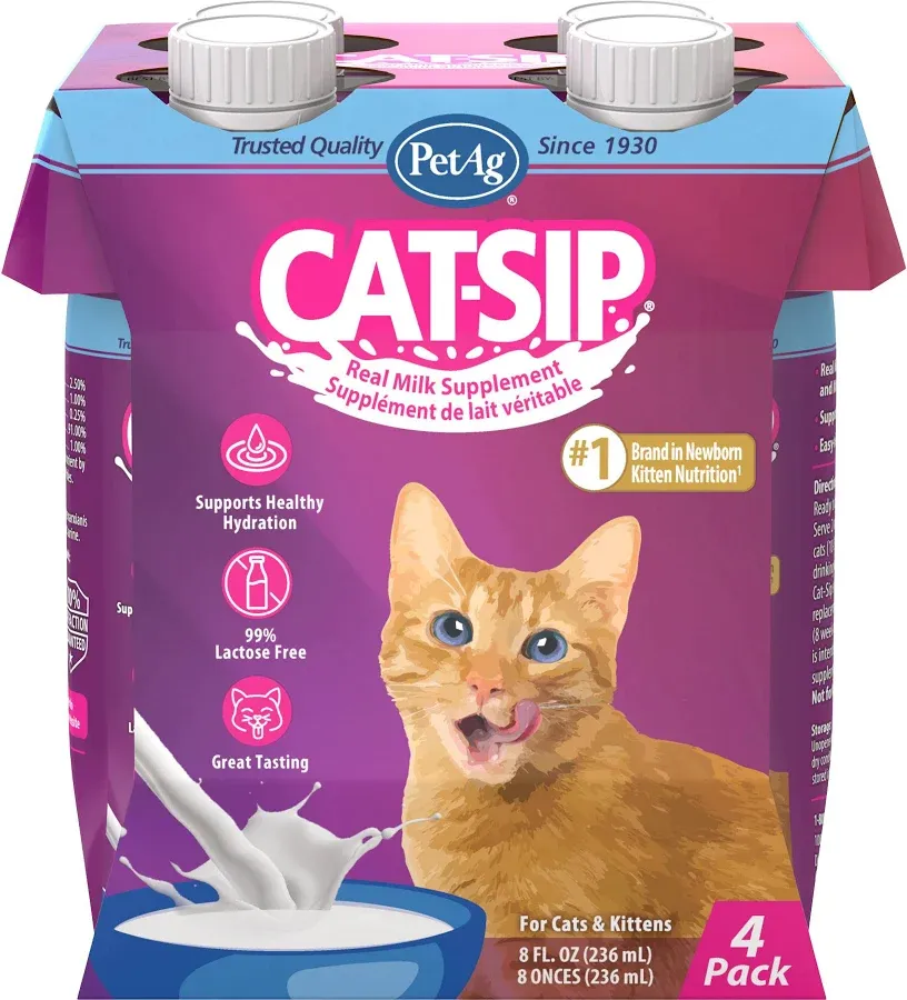 Pet-Ag Cat Sip Milk Supplement for Cat &amp; Kittens, 4 Pack
