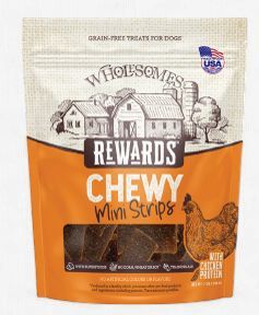 Wholesomes Rewards Chewy Dog Treats, 7 oz bag, flavor: Mini Strips Chicken