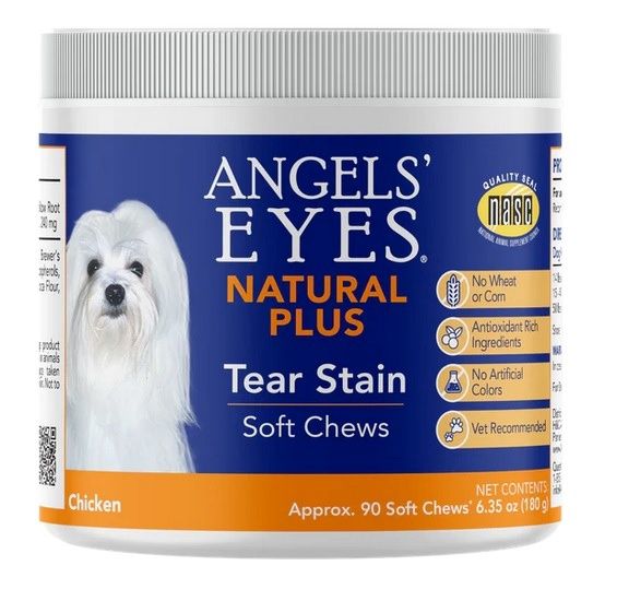 Angel Eye's Natural Plus Tear Stain Chews for Dogs, Chicken Flavor - 90 ct