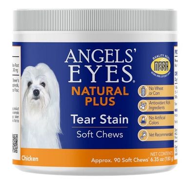 Angel Eye's Natural Plus Tear Stain Chews for Dogs, Chicken Flavor - 90 ct