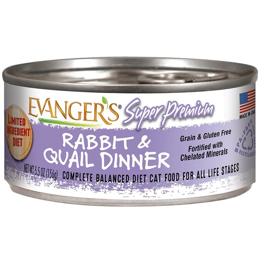 Evangers Super Premium Rabbit and Quail Dinner for Cats, Size: 5.5 oz can