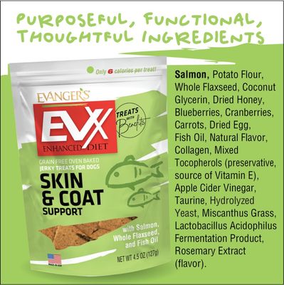 Evanger's EVX Skin &amp; Coat Support Jerky Dog Treats, 4.5 ox