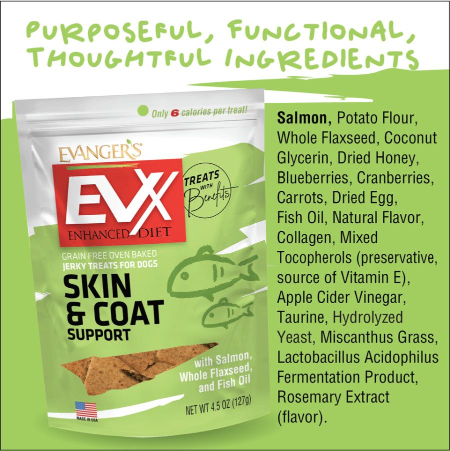 Evanger's EVX Skin &amp; Coat Support Jerky Dog Treats, 4.5 ox