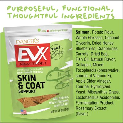 Evanger's EVX Skin &amp; Coat Support Jerky Dog Treats, 4.5 ox