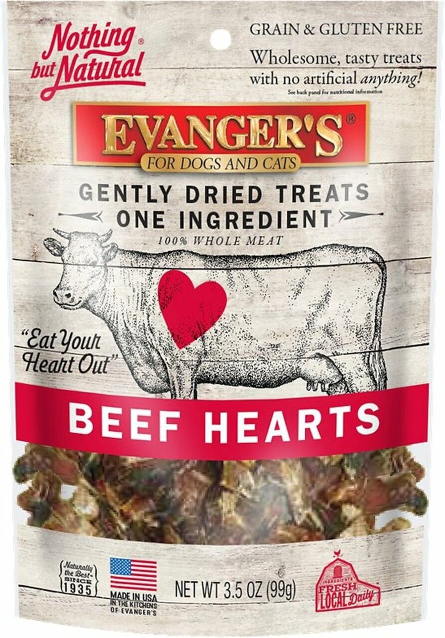 Evanger's Beef Hearts Nothing But Natural Gently Dried One Ingredient Dog &amp; Cat Treat