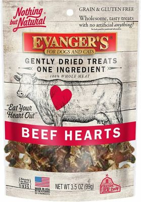 Evanger's Beef Hearts Nothing But Natural Gently Dried One Ingredient Dog &amp; Cat Treat