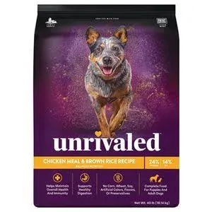 Unrivaled Chicken Meal &amp; Brown Rice 24/14 Dog Food, 40 lb bag