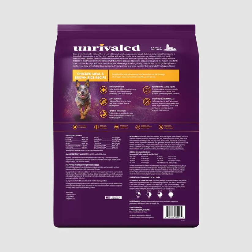 Unrivaled Chicken Meal &amp; Brown Rice 24/14 Dog Food, 40 lb bag