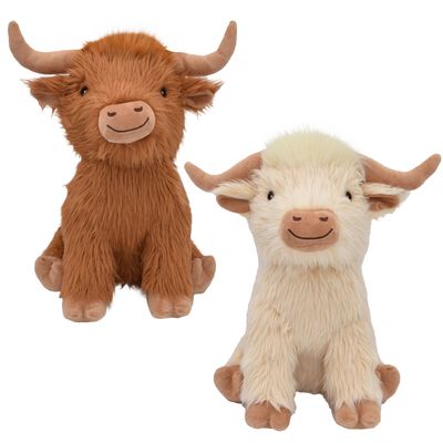 Multipet Highland Cow Shaggy Plush Dog Toy 14"