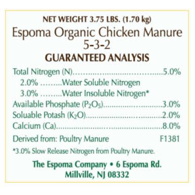Espoma 25 lb. 180-360 sq. ft. Organic Chicken Manure Plant Food