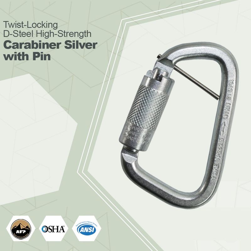 AFSC1950SLV  High-Strength Carabiner w/Pin Silver
