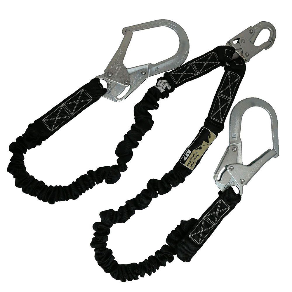 AFP AFLD2206 6FT Double Leg Internal Shock Absorbing Safety Fall Protection Lanyard with Dual Pelican Rebar & Snap Hook