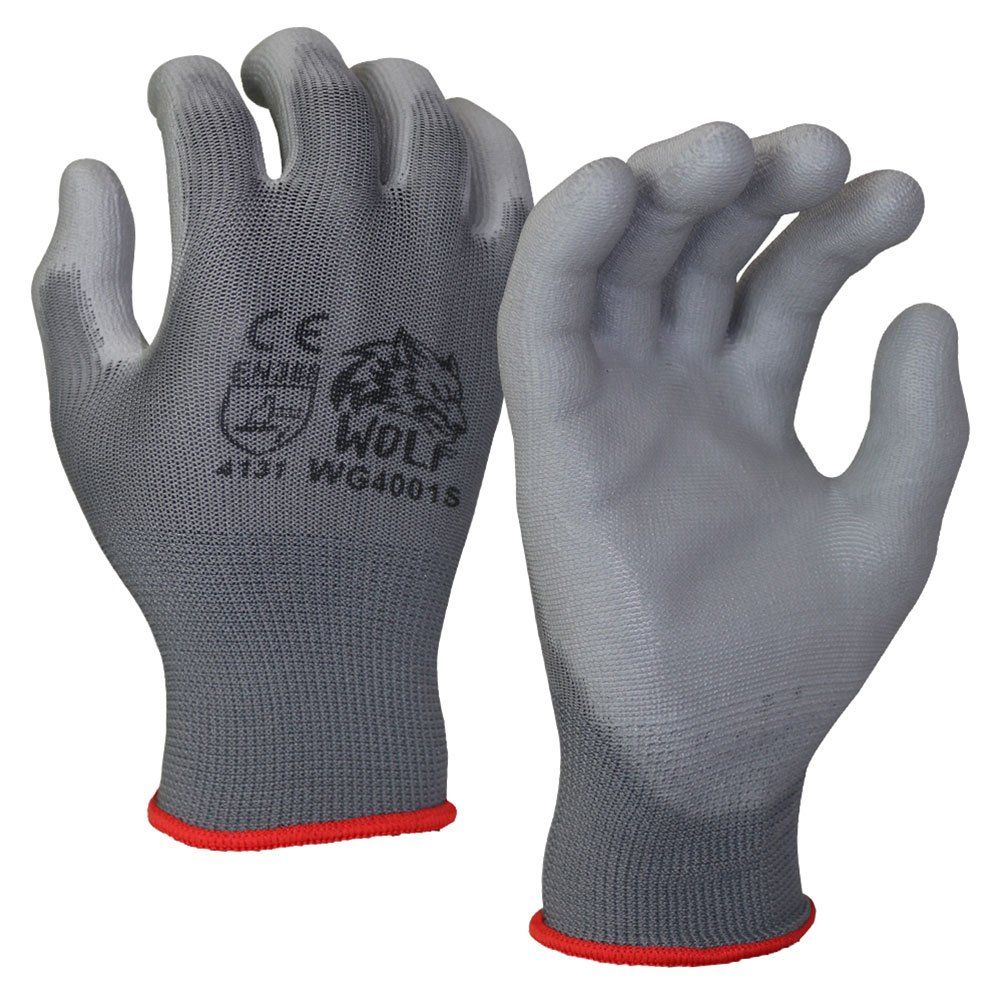 WG4001 Gray PU Palm Coated Nylon Shell Work Gloves WG4001 Gray PU Palm Coated Nylon Shell Work Gloves