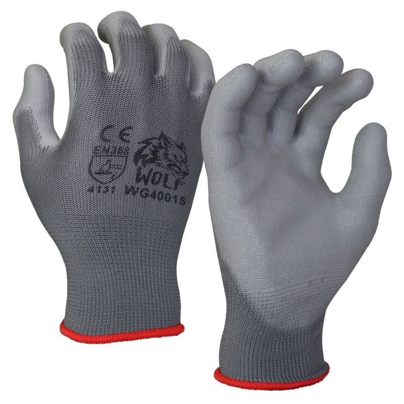 WG4001 Gray PU Palm Coated Nylon Shell Work Gloves